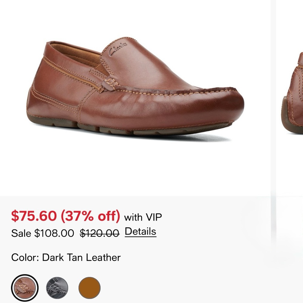Clarks Men's Brown Leather Slip-On Loafers
